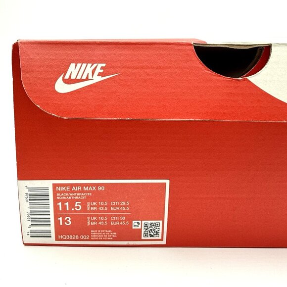 Nike Air Max 90 Sneakers Size 11.5 Men\'s Black /Anthracite HQ3828-002 New main image 9